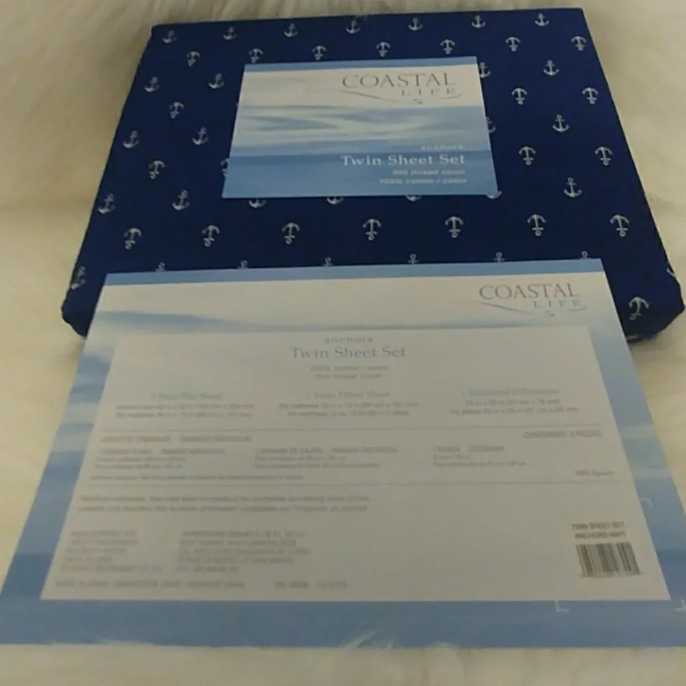 Coastal Life Twin Anchor Sheet Set